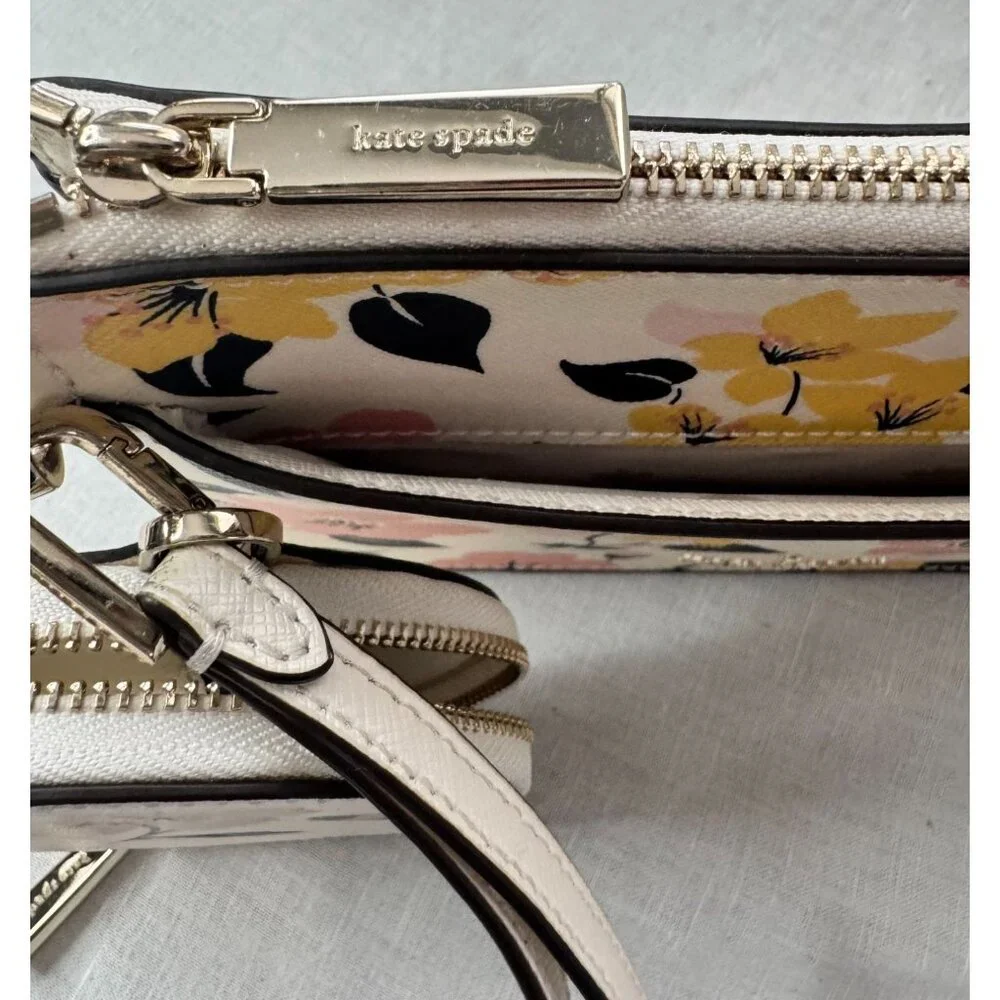 Kate Spade Staci Lily Bloom Floral Print 3fer - Wristlet, Coin Pouch & Card Hold